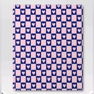 Room Essentials Printed Heart Check Plush Throw Pink + Blue Valentine's day NWT